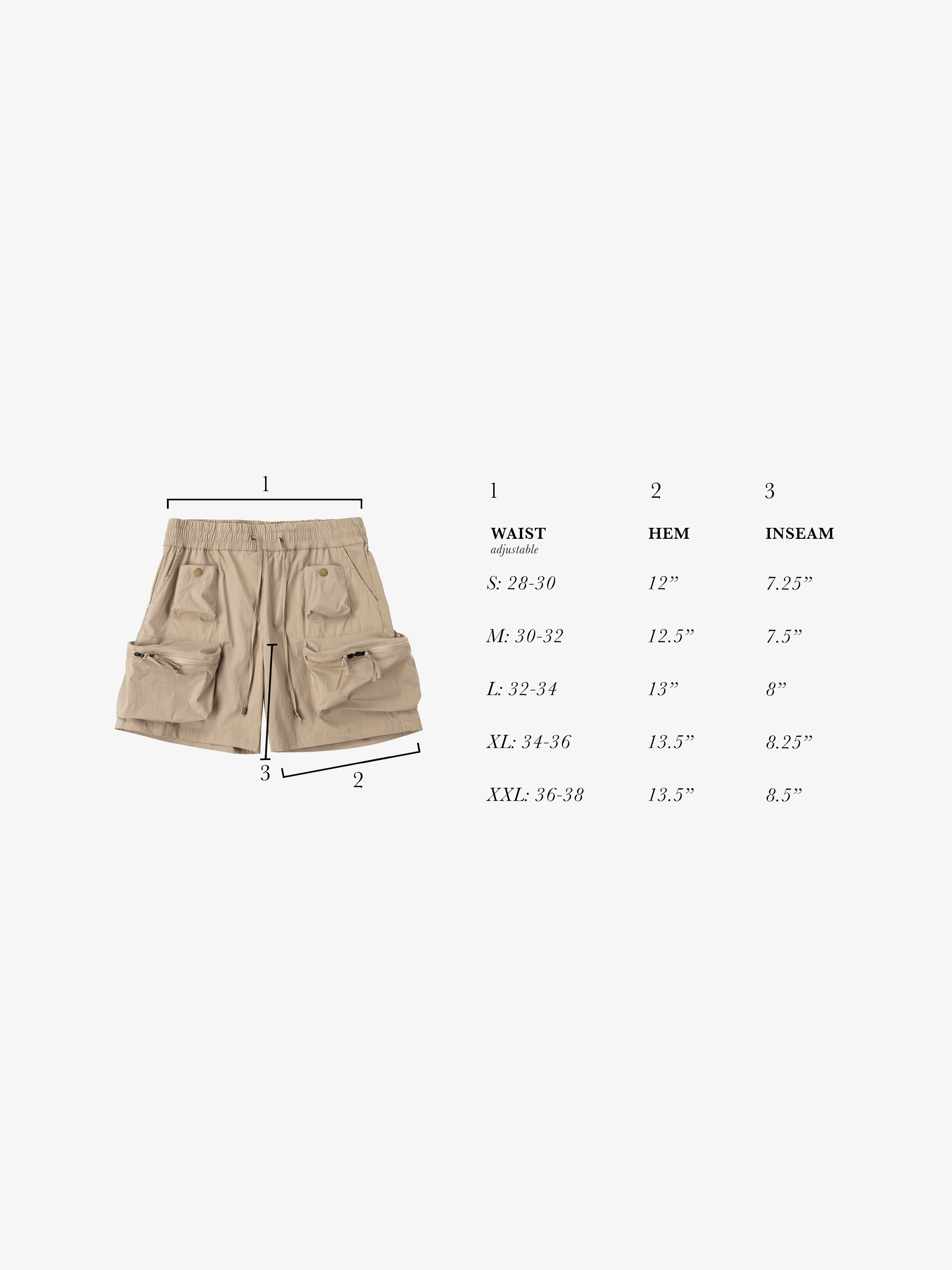 Nylon Tech Multi-Pocket Shorts in Tan