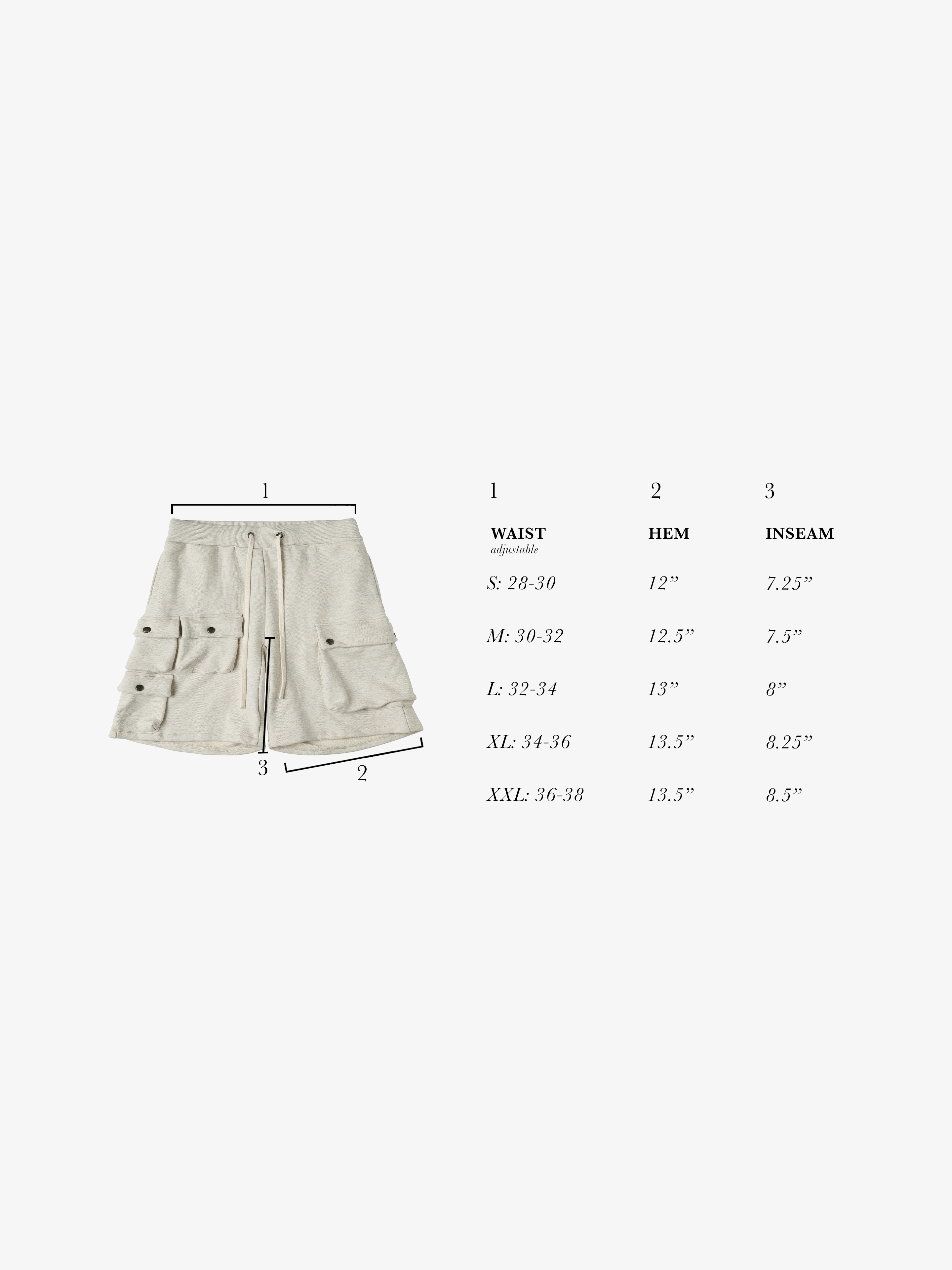 French Terry Cargo Shorts in Heather Oat Gray