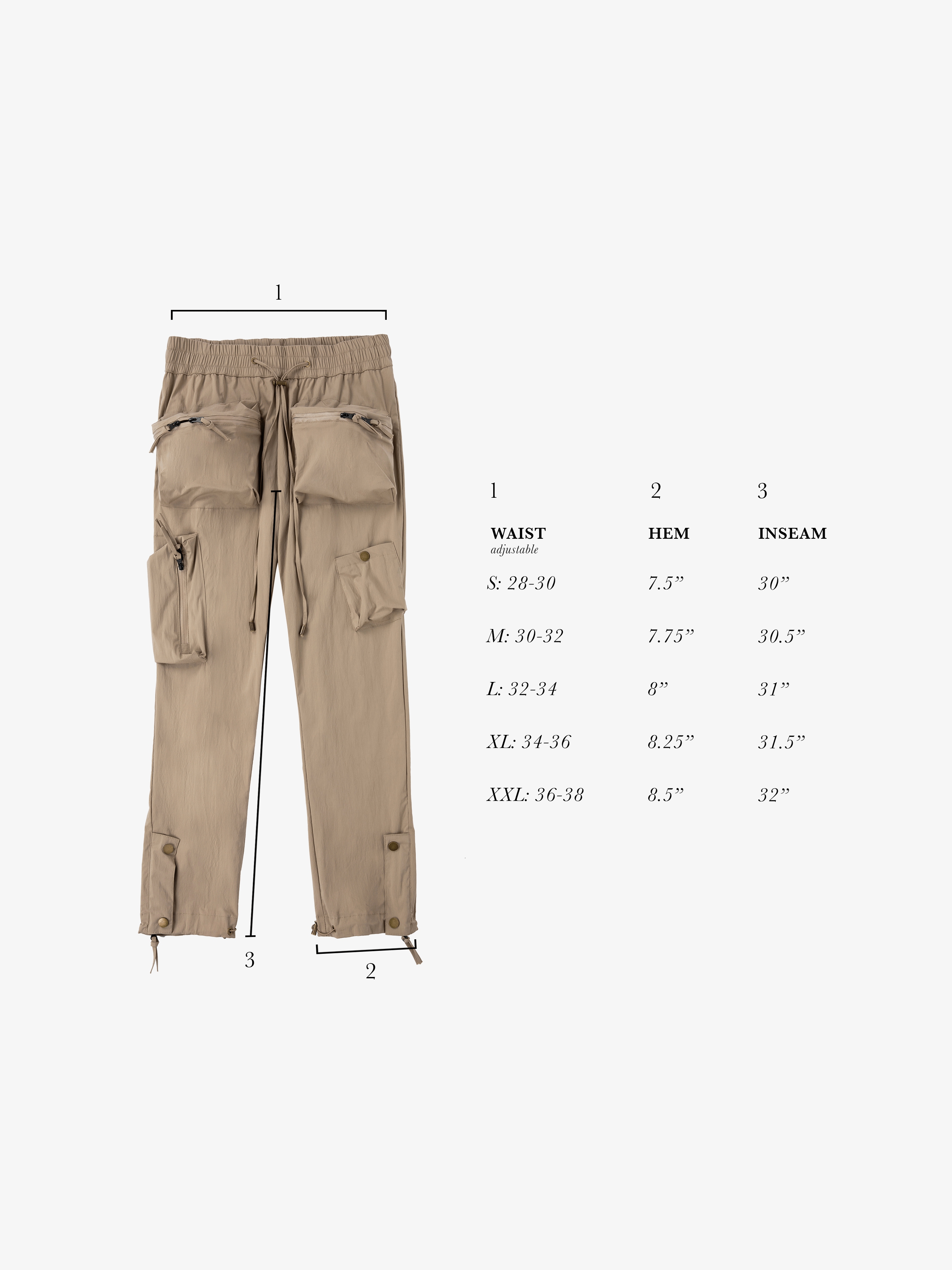 Nylon Tech Snap-Button Pants in Tan