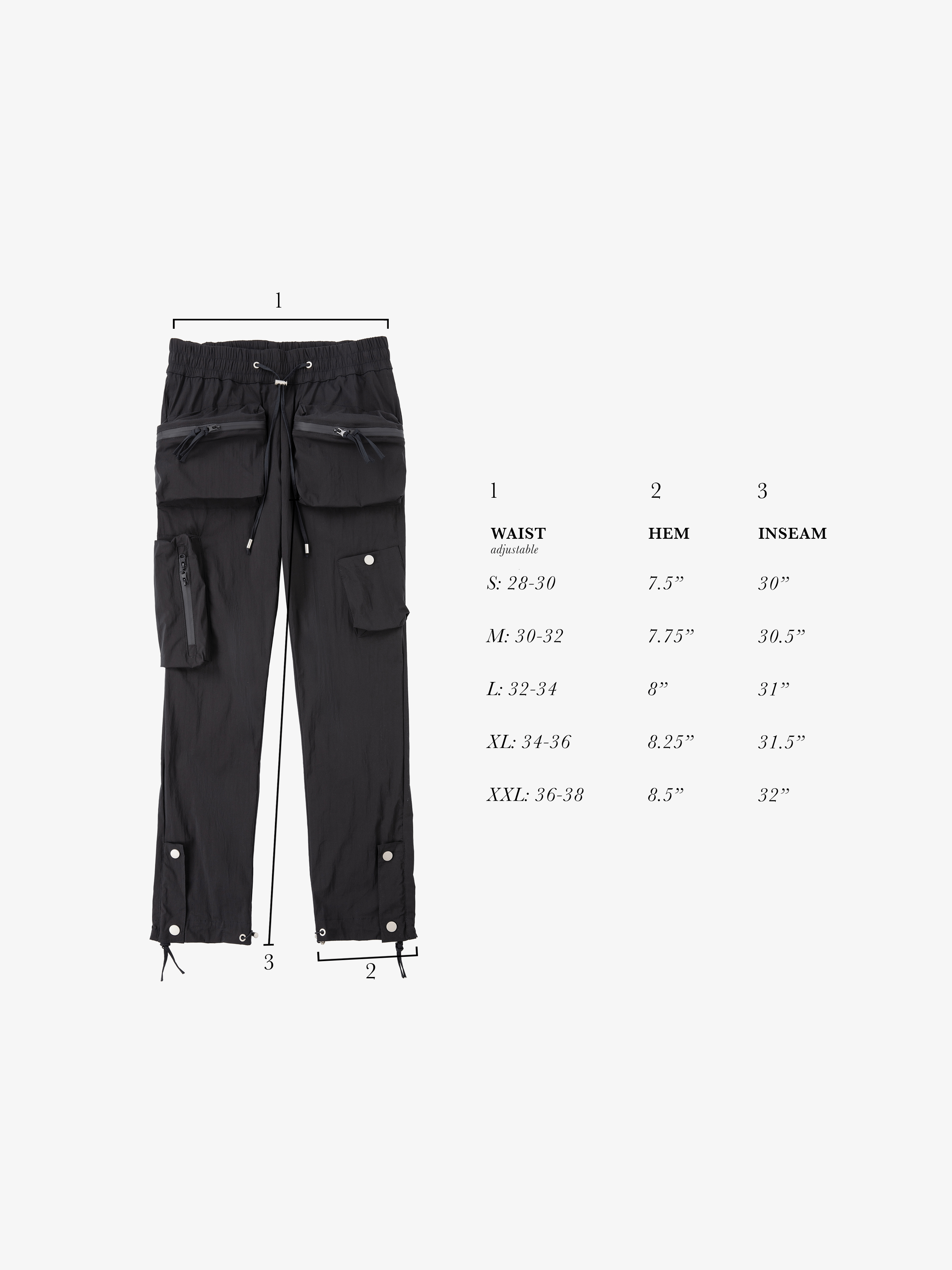 Nylon Tech Snap-Button Pants in Black