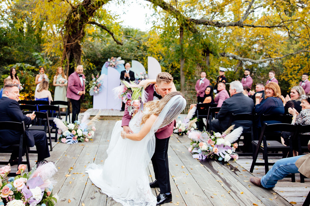 Pastel Disco Wedding Ceremony Flower Installation