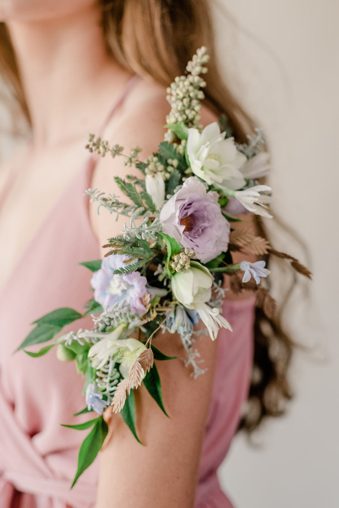 Neutral and purple floral design