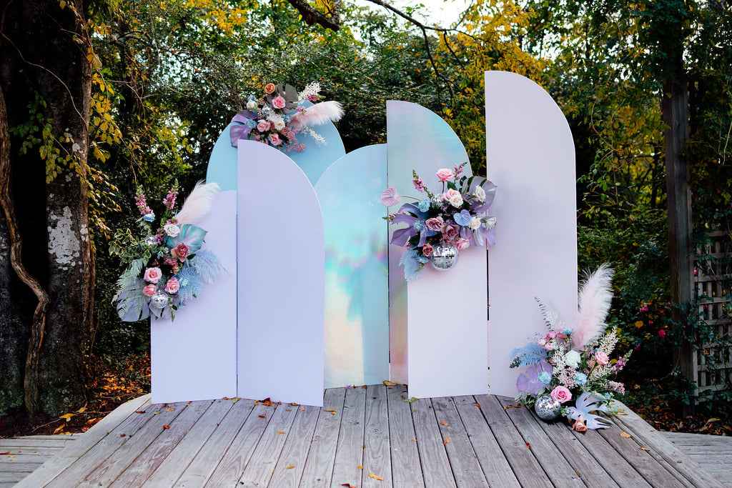 Pastel Disco Wedding Reception Flower Installation