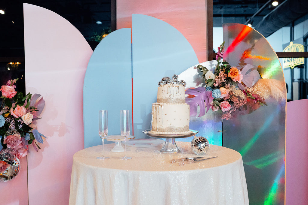 Pastel Disco Wedding Reception Flowers