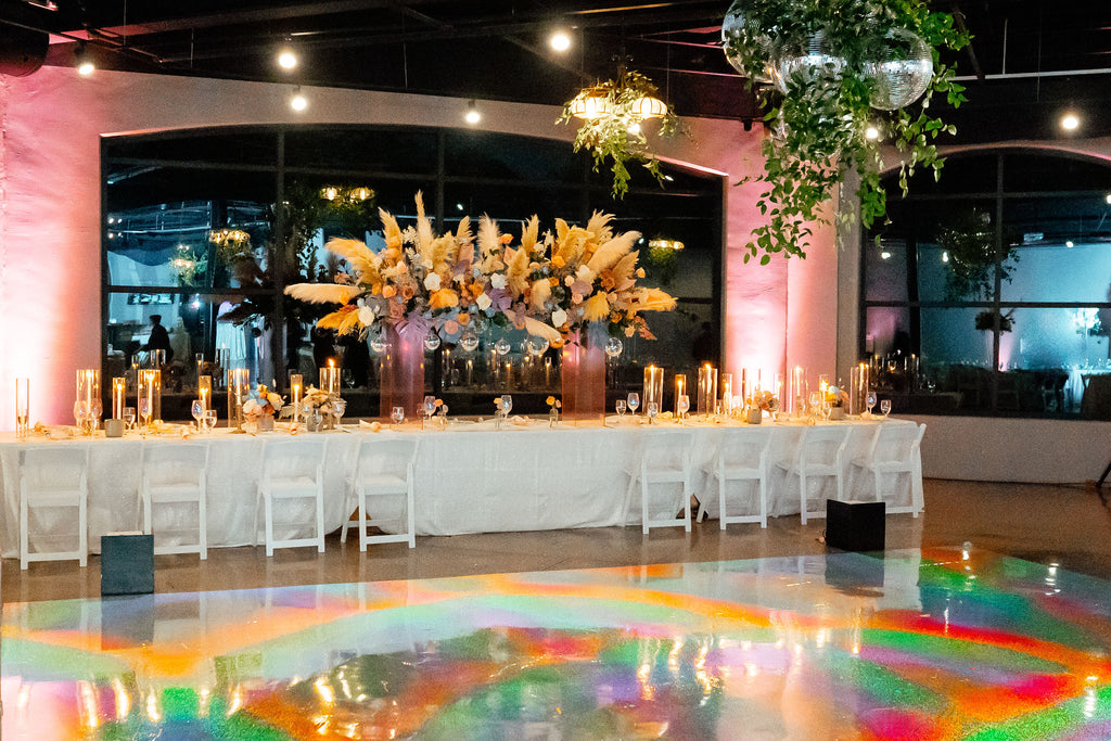 Pastel Disco Wedding Reception Flowers