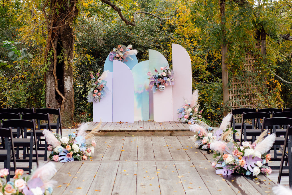 Pastel Disco Wedding Reception Flower Installation