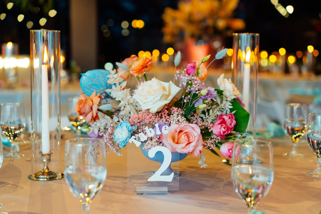 Pastel Disco Wedding Reception Flowers