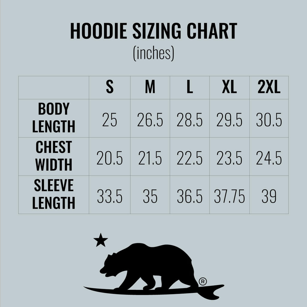 Hoodie Sizing Chart - Pacific Coast Apparel California