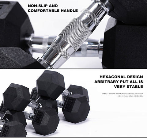 set of hex dumbbells