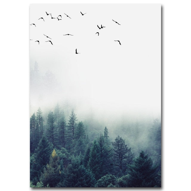 Nordic Decoration Forest Lanscape Wall Art Canvas Poster and Print Canvas Painting Decorative Picture for Living Room Home Decor - Emporio Magno