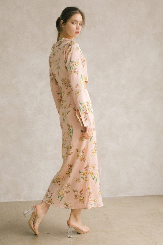 Satin Floral Print Skirt