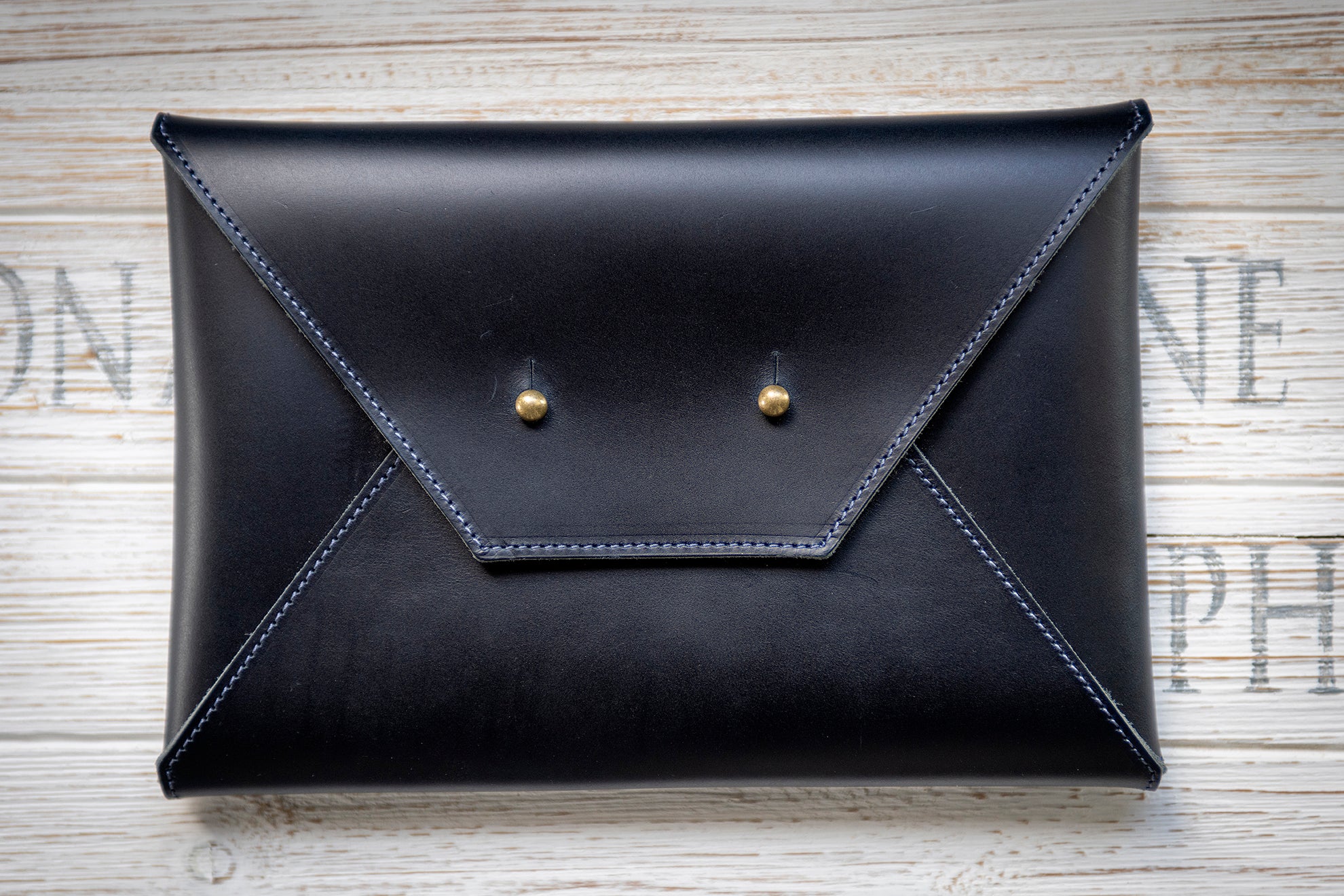 Leather Envelope Clutch Bag, Minimal Black Clutch