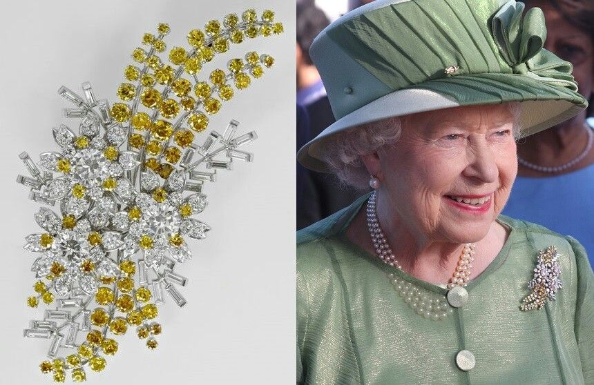 queen elizabeth flower brooches