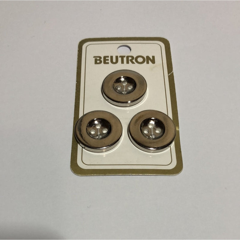 Beutron Buttons - Silver with Rim Circle Style - Card of 3 (SR1081)