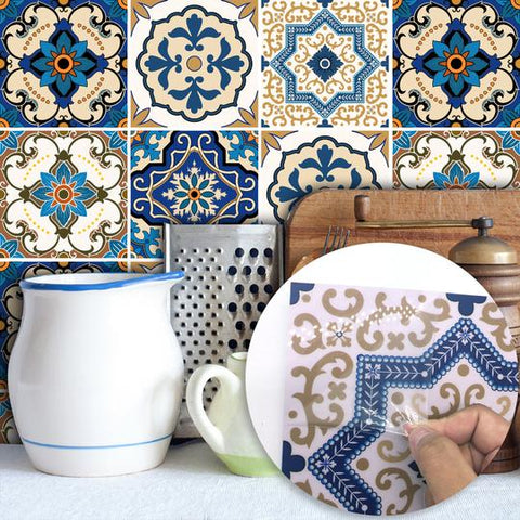 DIY Multicoloured Self Adhesive PVC Moroccan Style Tile stickers are eco-friendly, pearl gloss finished, are waterproof, oil proof, available exclusively on Shahi Sajawat India,the world of home decor products.Best trendy home decor, living room, kitchen and bathroom decor ideas of 2019.