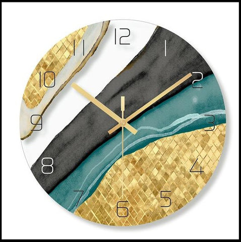 Multicoloured Marble Printed Circular Glass Quartz Wall Clock With Needle Display,Size of 30cm Diameter,9mm of Sheet Type and a single face form,available exclusively on Shahi Sajawat India,the world of home decor products.Best trendy home decor and living room decor ideas of 2019.
