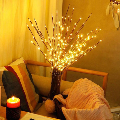 LED DIY Willow Branch Decorative PVC+Wooden Warm White Lights with 7.7 meters, 20 Lights of Voltage 3V with Spacing of 10cm, Luminous Flux of 6lm & Protection Level of IP44,Service Life of 6000H &Flashing function is always bright,available exclusively on Shahi Sajawat India, the world of home decor products,best home decor ideas of 2019.