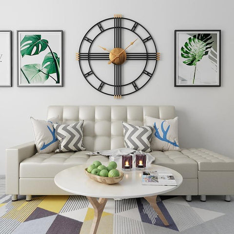 Large Black Wrought Iron Circular, Quartz Wall Clock of 50 & 60cm diameter with needle display, 9mm sheet of wall clock type and single face form, is abstract patterned and modern in style, available exclusively on Shahi Sajawat India, the world of home decor products.Best trendy home decor, living room and kitchen decor ideas of 2019.