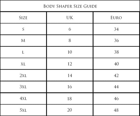 Size Guide – WaistShaper UK