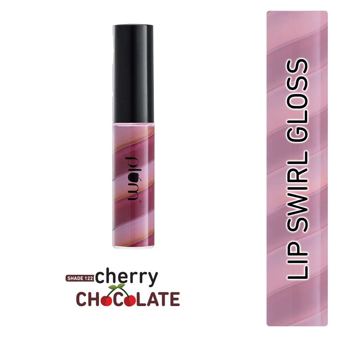 

Plum Soft Swirl Lip Gloss | High-Shine Finish | Intense Pigment | 3 Shades In 1 | 121 Caramel Crunch, 122 Cherry Chocolate