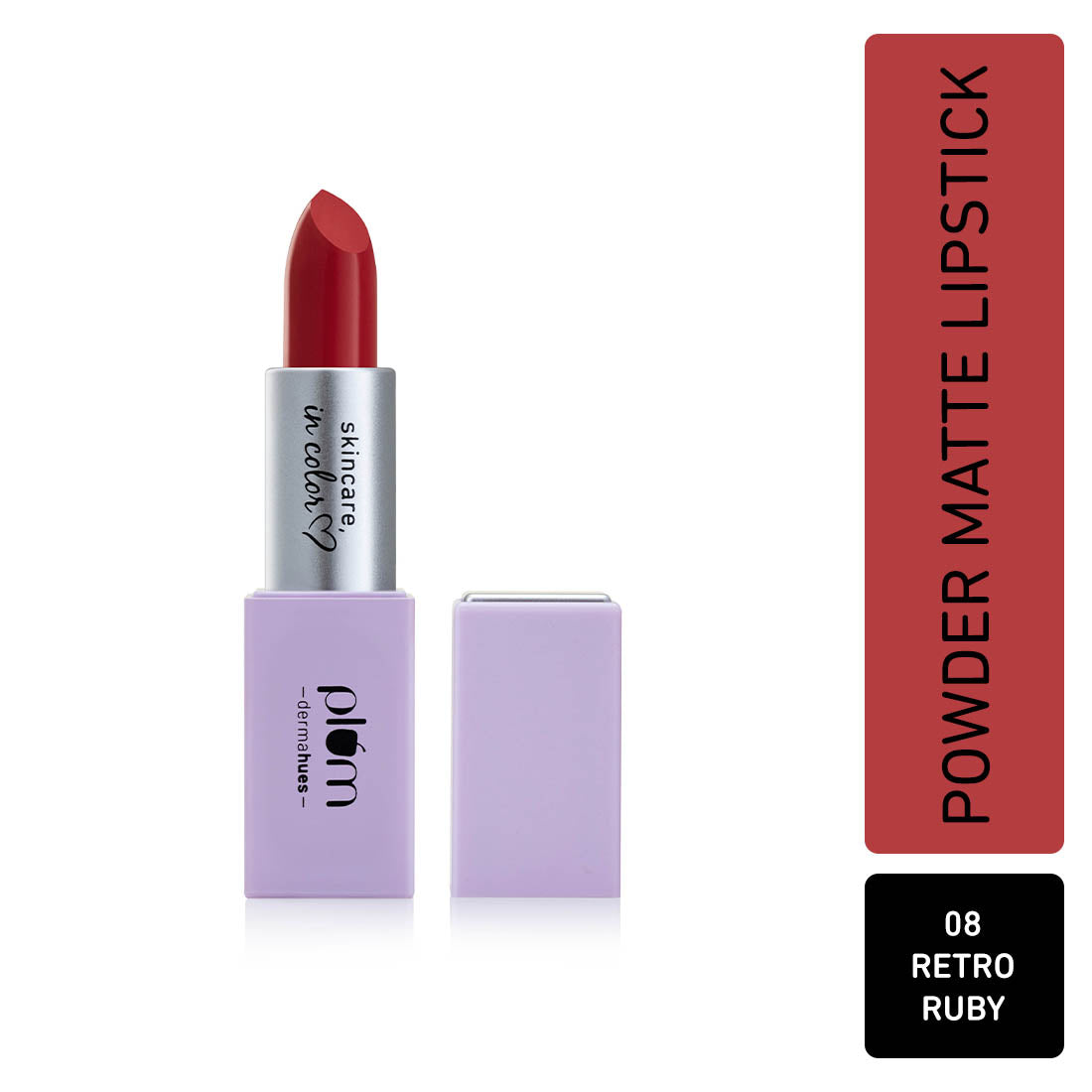 

Plum Velvet Haze Matte Lipstick with SPF 30 | Powder Matte Finish | Highly Pigmented | With Ceramides | 01 Nifty Nude, 08 Retro Ruby