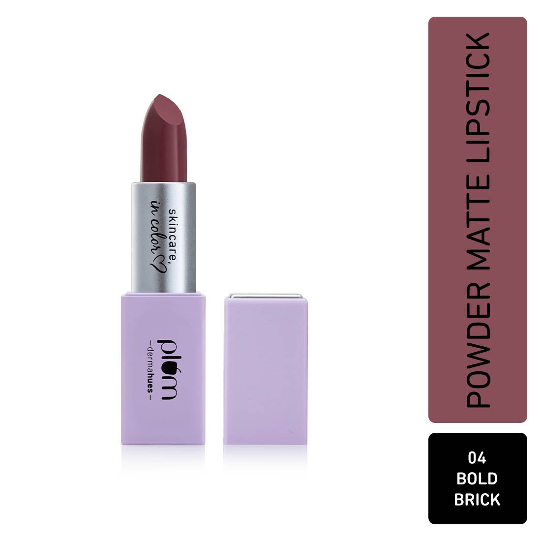 

Plum Velvet Haze Matte Lipstick with SPF 30 | Powder Matte Finish | Highly Pigmented | With Ceramides | 01 Nifty Nude, 04 Bold Brick