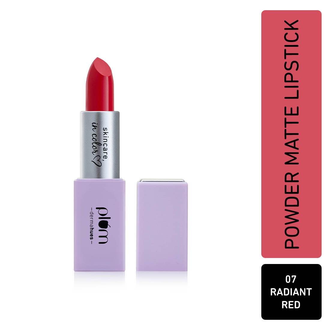 

Plum Velvet Haze Matte Lipstick with SPF 30 | Powder Matte Finish | Highly Pigmented | With Ceramides | 01 Nifty Nude, 07 Radiant Red