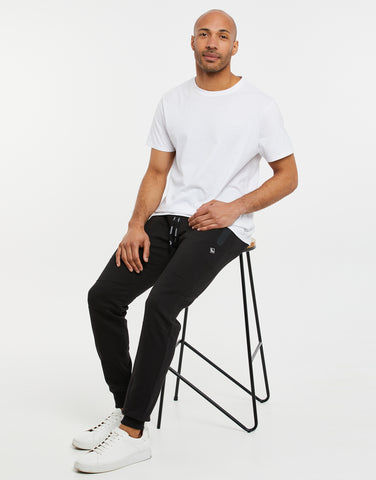 Male Model in Threadbare Men's Black Slim Fit Joggers