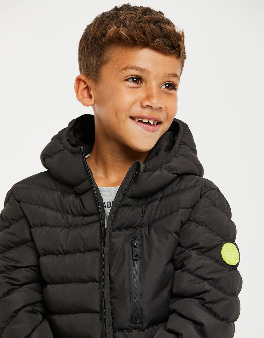 Boys' Black Hooded Padded Puffer Jacket Kids' Coat – Threadbare