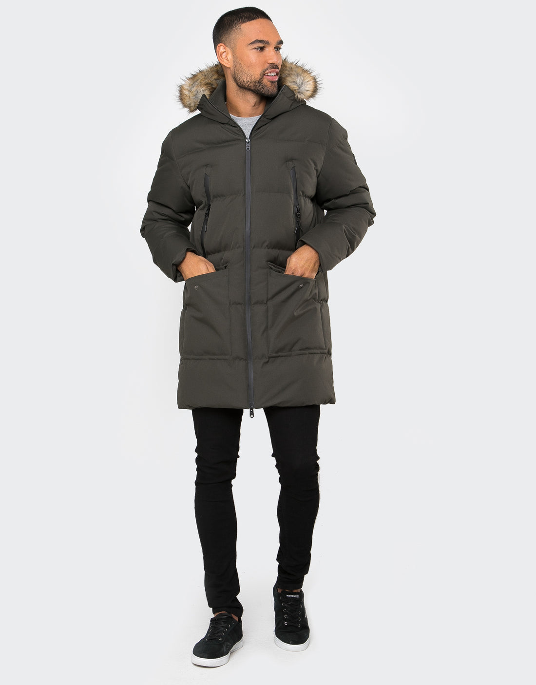 Men's Khaki Longline Padded Parka Coat – Threadbare.com