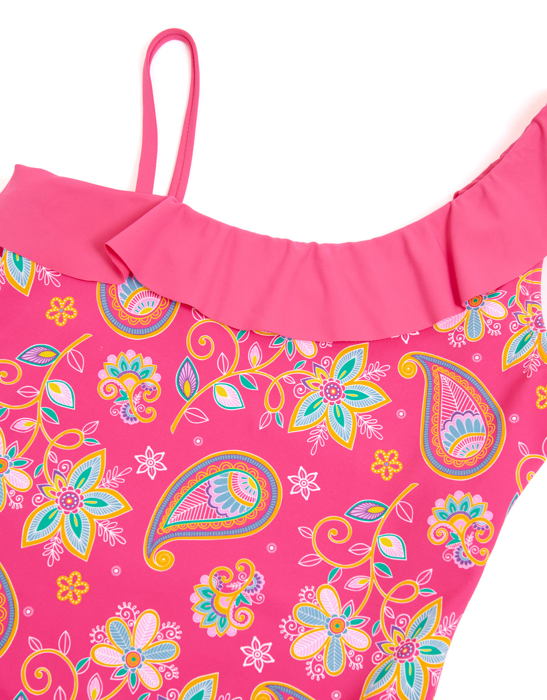 Girls' Pink Paisley Print Frill Kids' Swimsuit – Threadbare