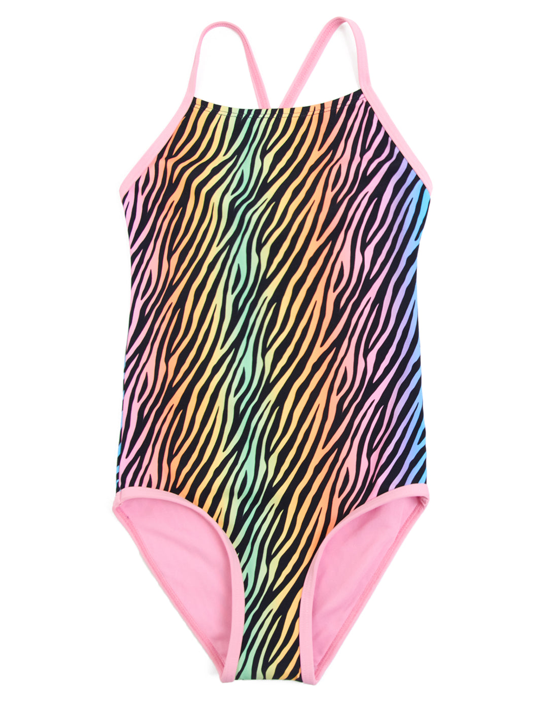 Girls' Rainbow Animal Print & Black Graphic Kids' Swimsuits (2 Pack ...