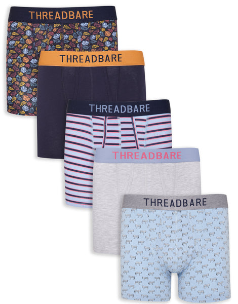 Men's Multi A-Front Boxer Shorts Underwear (5 Pack) – Threadbare