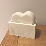 Cream Wooden Heart Coasters, set of 4