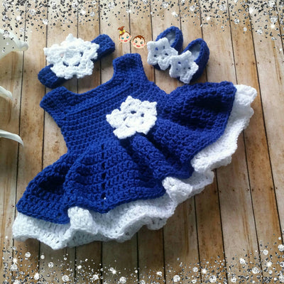 Newborn Baby Doll White Hand Crochet Dress One Piece Underwear