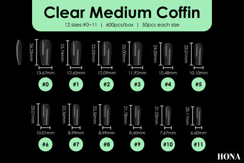 Clear Medium Coffin tip measurements