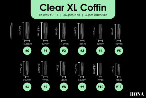 Clear XL Coffin tip measurements