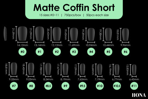 Matte Short Coffin tip measurements