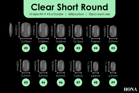 Clear round short nail tips