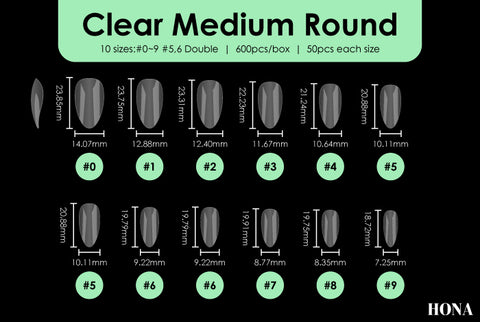 Clear round medium nail tips