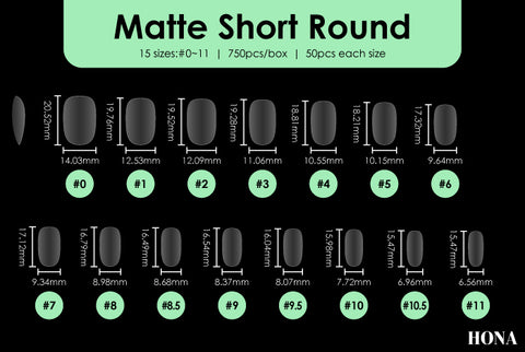 Matte round short nail tips