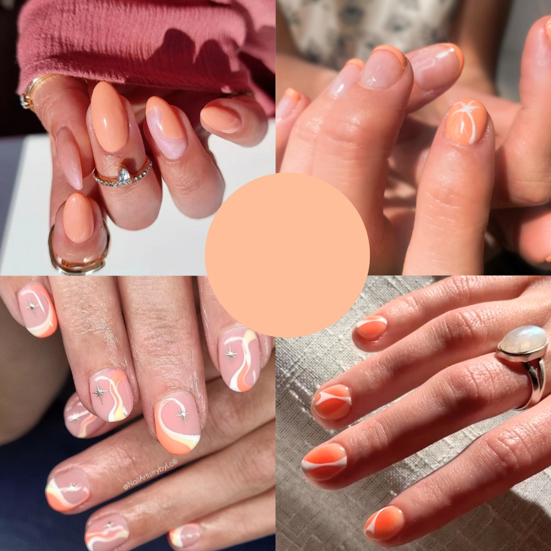 Glossy Peach Blossom Gradient Press On False Pink Nails With Golden Glitter  Short Squoval, Reusable Acrylic Nail Art Tips From Blueberry06, $7.02 |  DHgate.Com