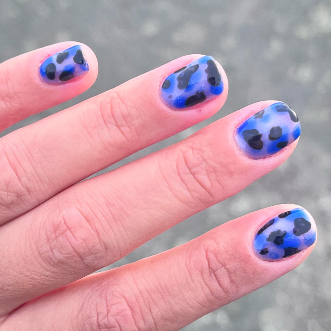 Blue Tortie Nail Design