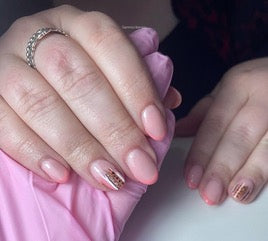 HONA pink manicure using hypoallergenic products