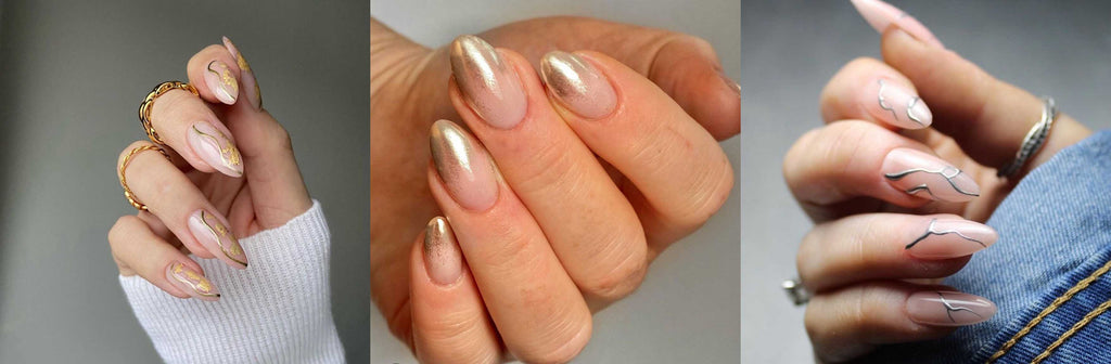 Modern minimalist metal nail art