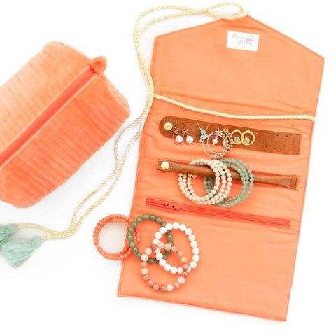 jewelry organizer mustard and coral