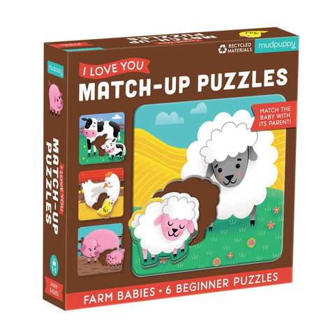 Mudpuppy Match Up Puzzles - Farm Babies I Love You