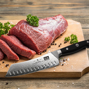 Santoku knives work well on meats perfectly