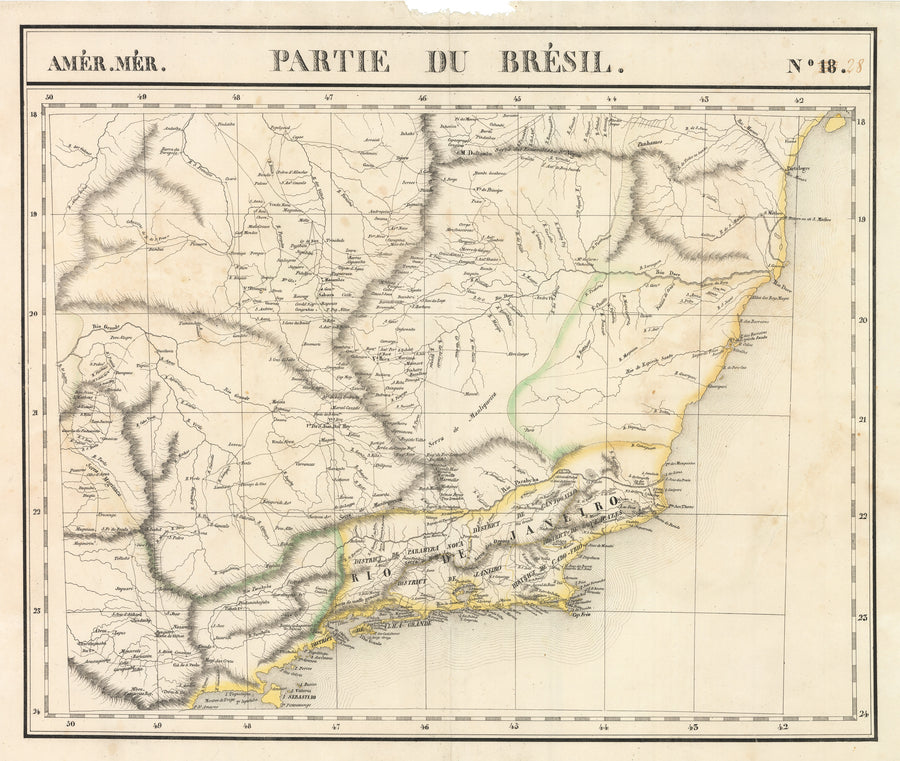 Antique Map of Rio de Janeiro : Amer. Mer. No. 18. Partie Du Bresil. by: Vandermaelen, 1825