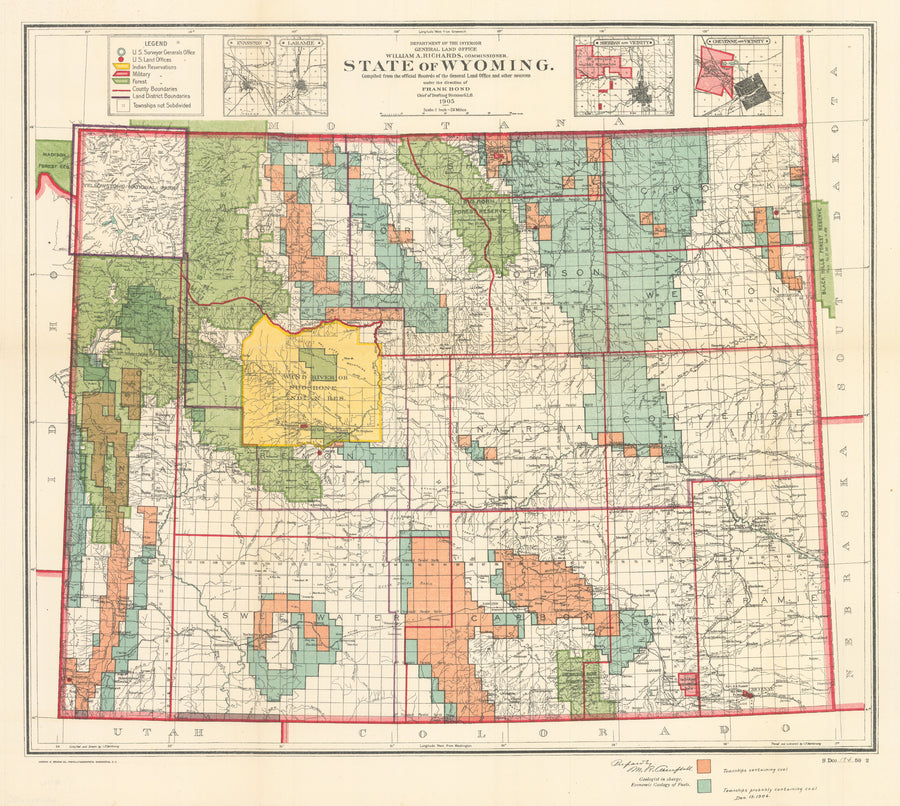 Antique Map of the State of Wyoming by: GLO, 1905 / 1906 – New World  Cartographic